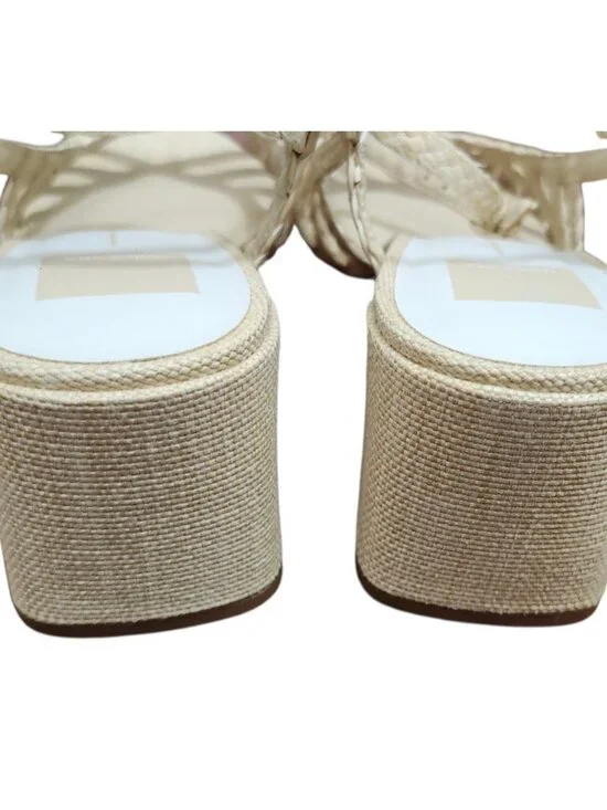 Dolce Vita Yasmin Raffia Sandals Size 8.5 Strappy Block Heel Natural Boho - Picture 12 of 15